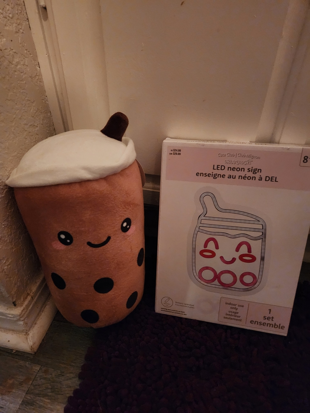 Kawaii Bubble Tea Plush Accent Pillow - Brown & White